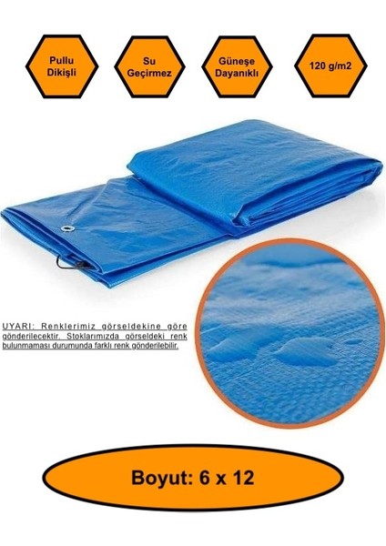 Ebatlı Çadır Branda, 120 Gr/m2 Su Geçirmez, Kamyon Saman Inşaat Gölgeleme Çadırı 6X12 MRT26