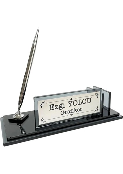 Kişiye Özel Baskılı Premium Kristal Masa Isimliği
