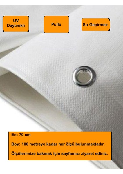 0,7X66 Metre Beyaz Balkon Örtüsü Branda, Balkon Çadır Bezi, Seperatörü, Uv Katkılı