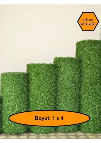 1x4 Metre Çim Çit, Bahçe Çiti, Dekoratif Telli Çit, Yapay Çim Çit