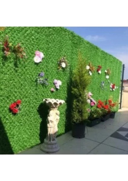 1,5x7,5 Metre Çim Çit, Bahçe Çiti, Dekoratif Telli Çit, Yapay Çim Çit