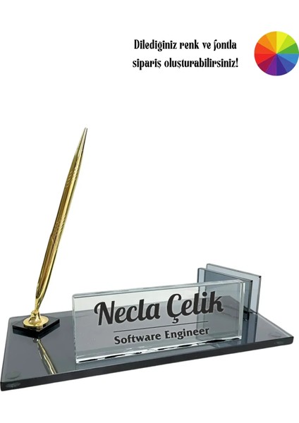 Kişiye Özel Uv Baskılı Premium Kristal Masa Isimliği