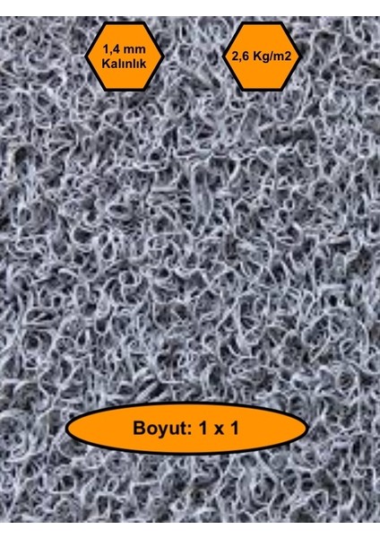 Gri Kıvırcık Plastik Paspas, Dış Mekan Için Paspas, 1x1