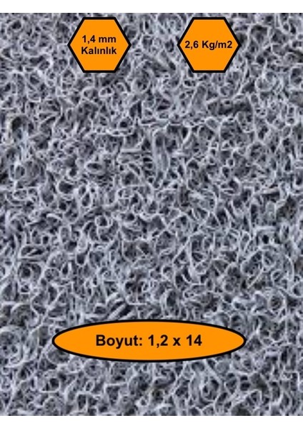 Gri Kıvırcık Plastik Paspas, Dış Mekan Için Paspas, 1,2X14