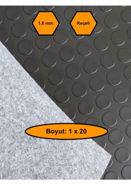 Siyah Paralı Muşamba , Zemin Örtüsü, Kaymaz Özellikli Zemin Paspası, 1X20 Metre