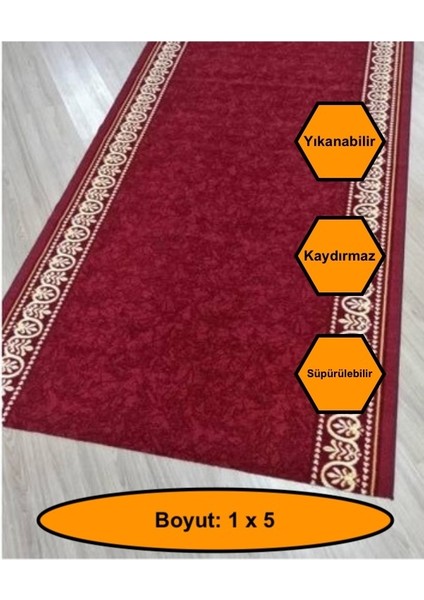 Desenli Kaydırmaz Yolluk Kilim Halı 1x5 Metre