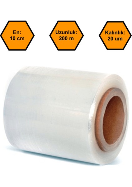 10 cm x 200 Metre Streç Film, 20 Micron Kalınlık