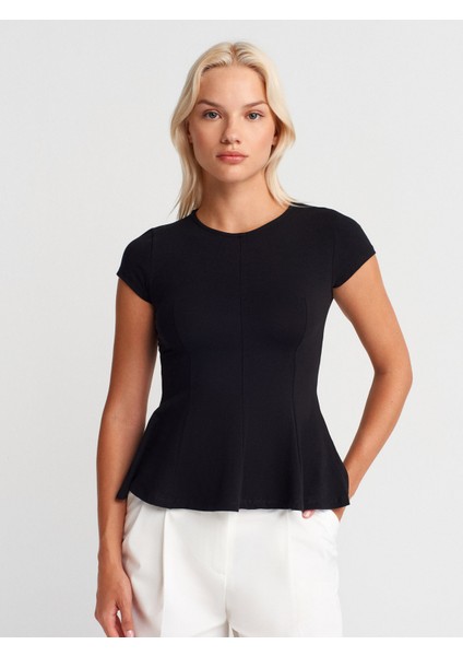 31992 Peplum T-Shirt-Siyah