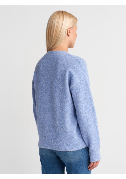 10640 Bisiklet Yaka Yumuşak Dokulu Triko Kazak-Indigo M. fiyatları