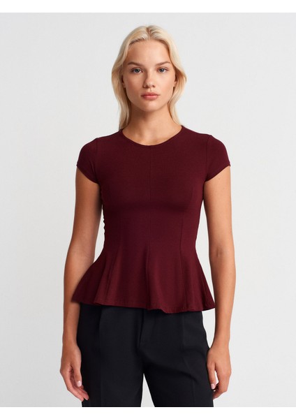 31992 Peplum T-Shirt-Bordo