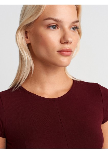 31992 Peplum T-Shirt-Bordo modelleri