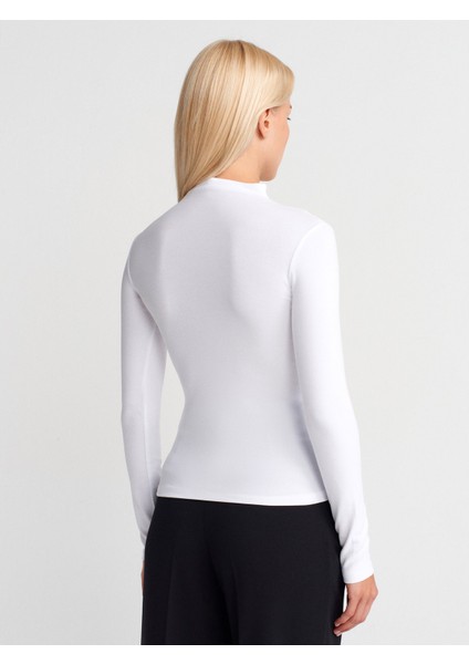 31433 Yarım Balıkçı Yaka Top-Beyaz fiyatları