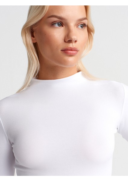31433 Yarım Balıkçı Yaka Top-Beyaz modelleri