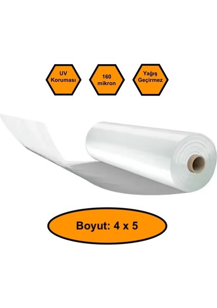 160 Micron Naylon Örtü, Şeffaf Su Geçirmez Naylon, 4x5 Metre
