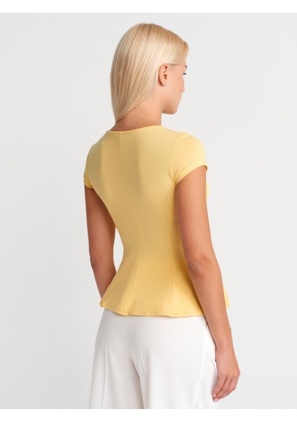 31992 Peplum T-Shirt-Sarı fiyatları