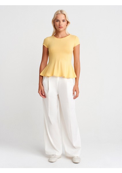 31992 Peplum T-Shirt-Sarı fırsatları
