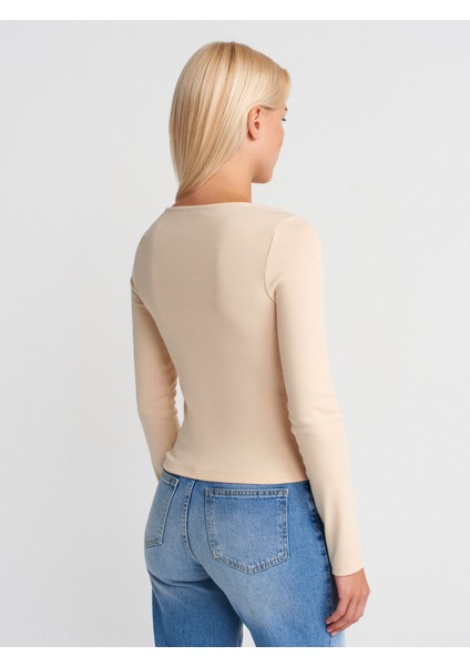 31993 Fermuar Detaylı Uzun Kollu Top-Taş fiyatları