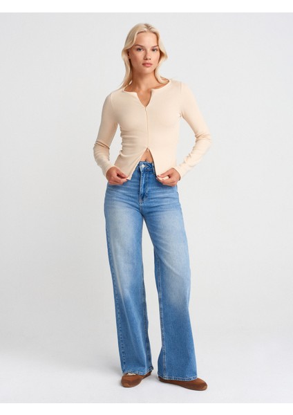 31993 Fermuar Detaylı Uzun Kollu Top-Taş fırsatları