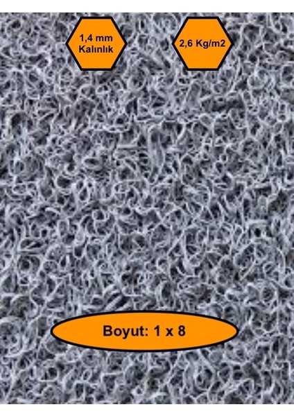 Gri Kıvırcık Plastik Paspas, Dış Mekan Için Paspas, 1x8