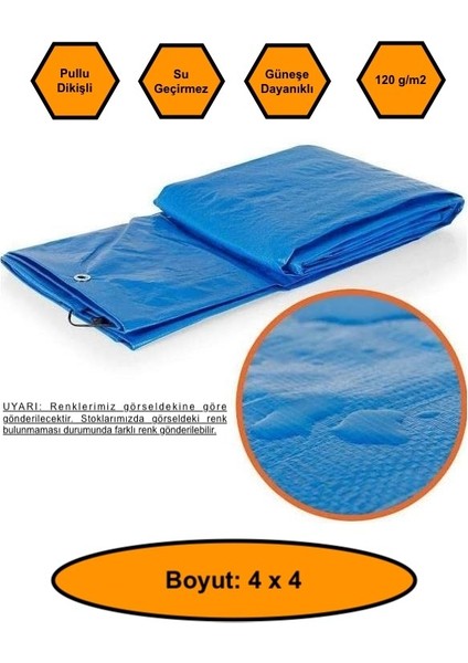 Ebatlı Çadır Branda, 120 Gr/m2 Su Geçirmez, Kamyon Saman Inşaat Gölgeleme Çadırı 4x4 MRT11