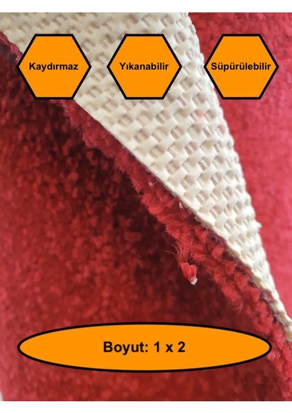 Kırmızı Kalın Yolluk, Kaydırmaz Tabanlı Dayanıklı Yolluk, 1x2 Metre