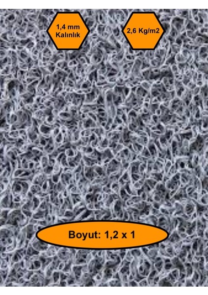 Gri Kıvırcık Plastik Paspas, Dış Mekan Için Paspas, 1,2x1