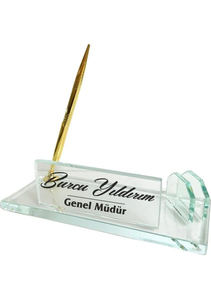 Kişiye Özel Uv Baskılı Şeffaf Kristal Masa Isimliği