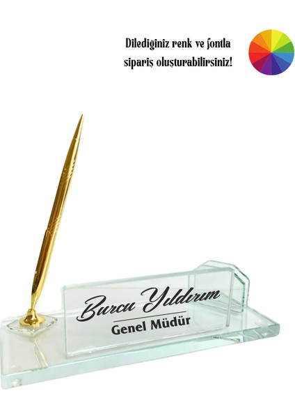 Kişiye Özel Uv Baskılı Şeffaf Kristal Masa Isimliği fiyatları