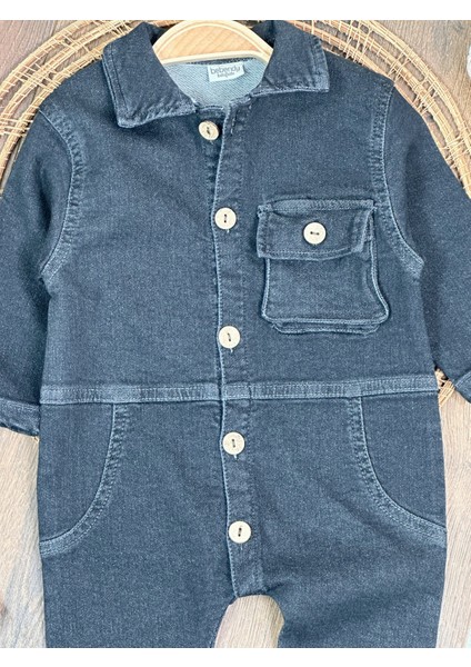 Premium Kalite Yumuşak Doku Önden Düğmeli Esnek Geniş Kalıp Unisex Örme Kot Bebek Tulum fiyatları