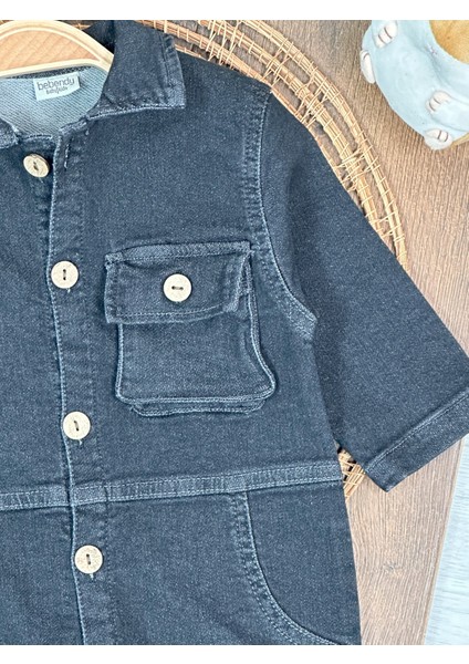 Premium Kalite Yumuşak Doku Önden Düğmeli Esnek Geniş Kalıp Unisex Örme Kot Bebek Tulum modelleri