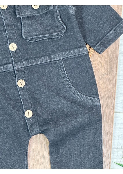 Premium Kalite Yumuşak Doku Önden Düğmeli Esnek Geniş Kalıp Unisex Örme Kot Bebek Tulum fırsatları