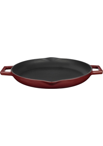 Döküm Yuvarlak Kızartma Tavası Döküm Demir Yekpare Çift Kulplu ÇAP(Ø)26CM.-BORDO