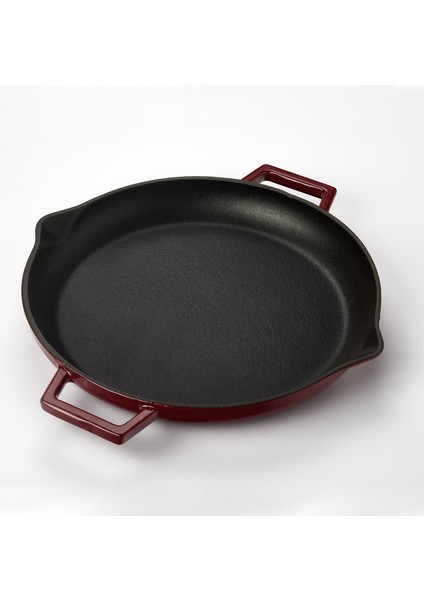 Döküm Yuvarlak Kızartma Tavası Döküm Demir Yekpare Çift Kulplu ÇAP(Ø)26CM.-BORDO fiyatları