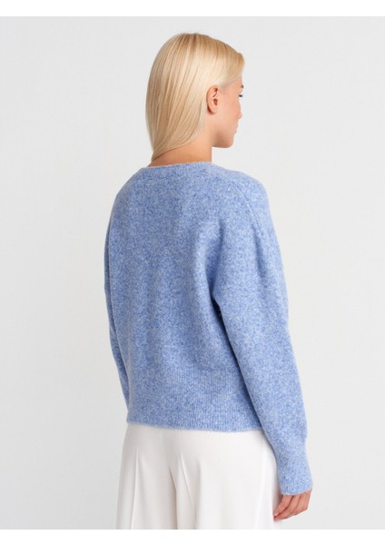 10645 V Yaka Yumuşak Dokulu Triko Kazak-Indigo M. fiyatları