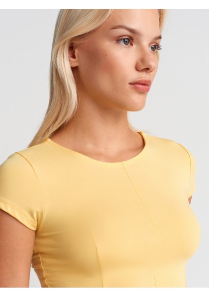 31992 Peplum T-Shirt-Sarı modelleri