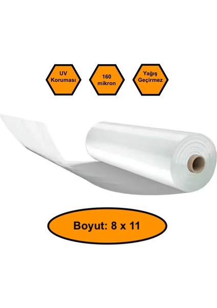 160 Micron Naylon Örtü, Şeffaf Su Geçirmez Naylon, 8X11 Metre