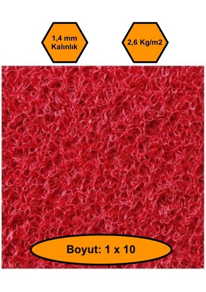 Kırmızı Kıvırcık Plastik Paspas, Dış Mekan Için Paspas, 1X10