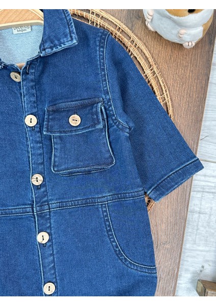 Premium Kalite Yumuşak Doku Önden Düğmeli Esnek Geniş Kalıp Unisex Örme Kot Bebek Tulum indirimleri