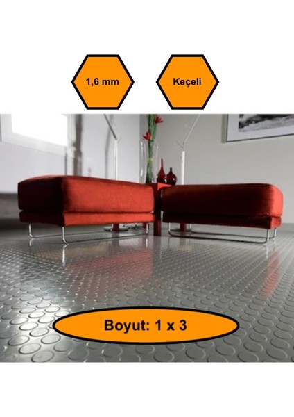 Gri Paralı Muşamba , Zemin Örtüsü, Kaymaz Özellikli Zemin Paspası, 1x3 Metre