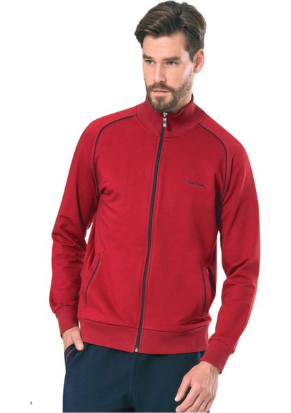 7055 Erkek Uzun Kollu Dik Yaka Eşofman Takımı-Bordo