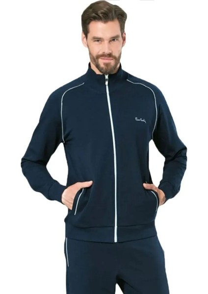 7055 Erkek Uzun Kollu Dik Yaka Eşofman Takımı-Lacivert