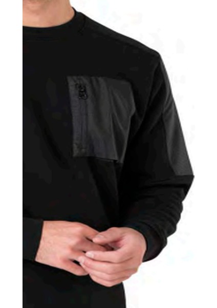 6112 Erkek Uzun Kollu Bisiklet Yaka Üç Iplik Paçası Lastikli Eşofman Takımı-Siyah fiyatları