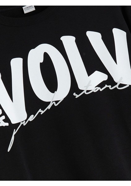 Lcw Kids Siyah Bisiklet Yaka Baskılı Erkek Çocuk Eşofman Takım modelleri