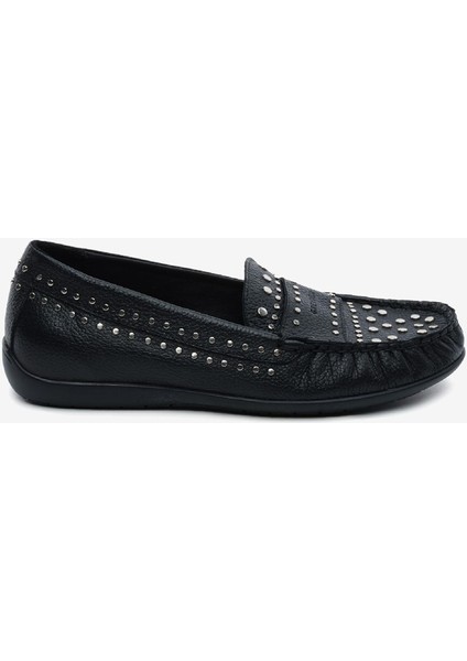 Kadın Siyah Hakiki Deri Loafer Ayakkabı 5Y2CA34392