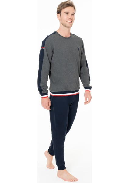 U.s Polo Assn. 18931 Erkek Uzun Kollu Bisiklet Yaka Paçası Bantlı Rahat Ev Giyim-Antrasitmelanj