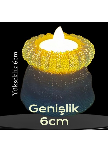 Dekoratif Mavi Saksı Mumluk