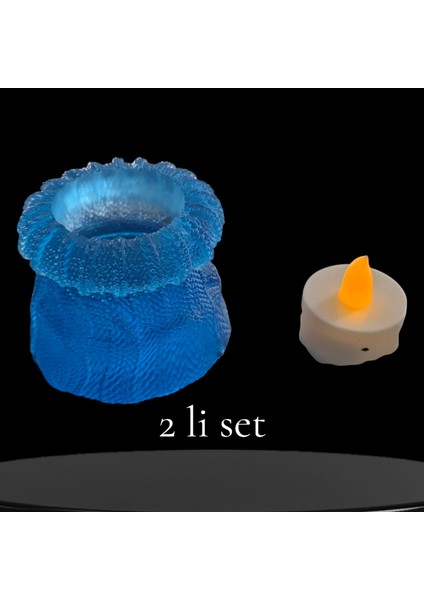 Dekoratif Mavi Saksı Mumluk modelleri