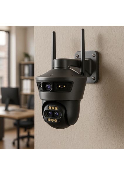 6mp Çift Lensli Güvenlik Kamerası – IP66 Suya Dayanıklı, Yapay Zeka Insan Takibi, Gece Görüş, 360° Dönebilen Wi-Fi Kamera