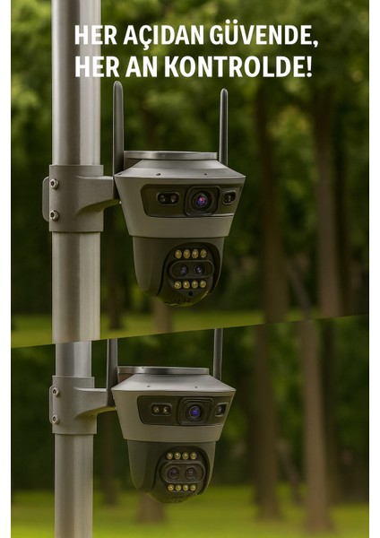 6mp Çift Lensli Güvenlik Kamerası – IP66 Suya Dayanıklı, Yapay Zeka Insan Takibi, Gece Görüş, 360° Dönebilen Wi-Fi Kamera fiyatları
