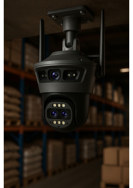 6mp Çift Lensli Güvenlik Kamerası – IP66 Suya Dayanıklı, Yapay Zeka Insan Takibi, Gece Görüş, 360° Dönebilen Wi-Fi Kamera modelleri